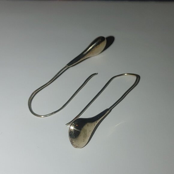 Teardrop Hook Earrings Long Sterling Silver Inch and Half Adjustable Bends - Picture 3 of 11